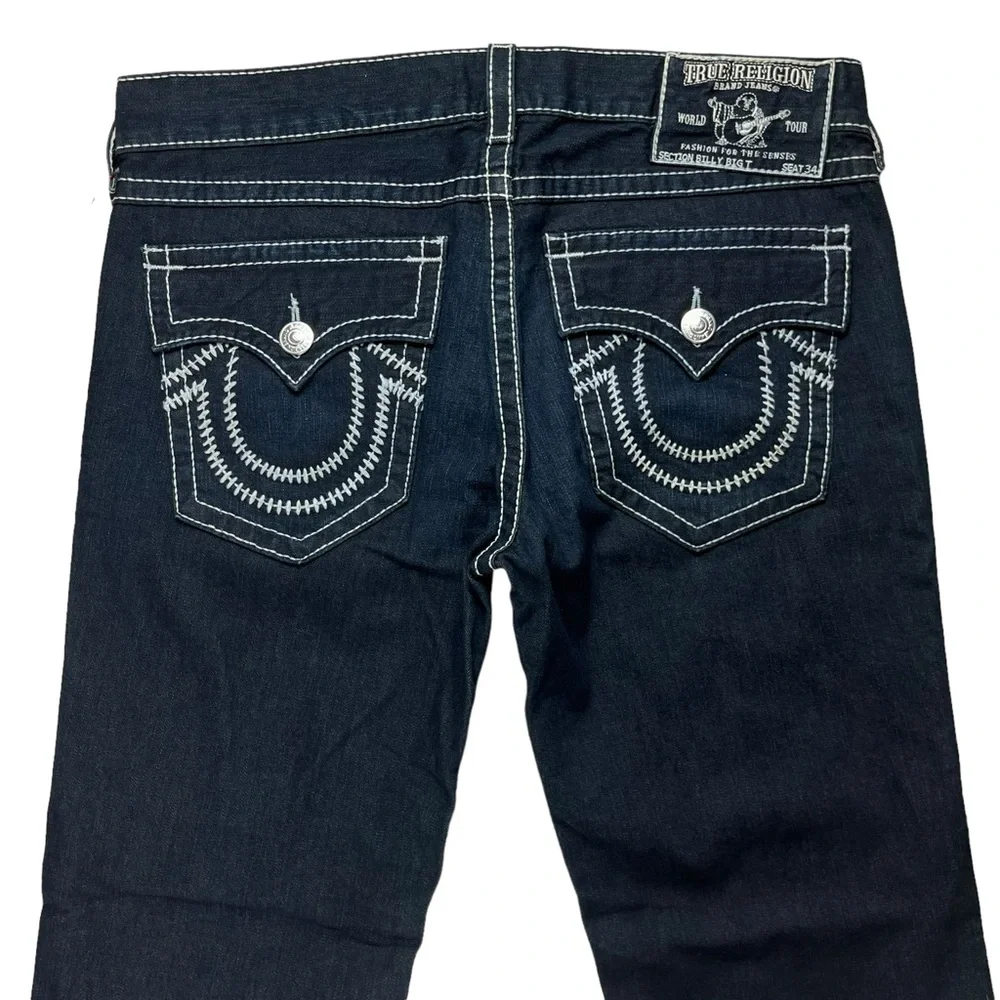 True Religion Men‎ 38x34 Billy Big T Dark Wash Flap Pocket Jeans